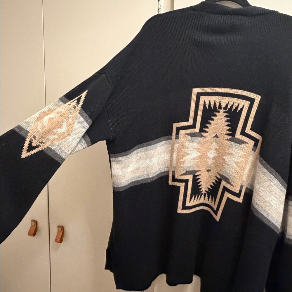Pendleton Black & Beige Southwestern Open Cardigan - Picture 3 of 10
